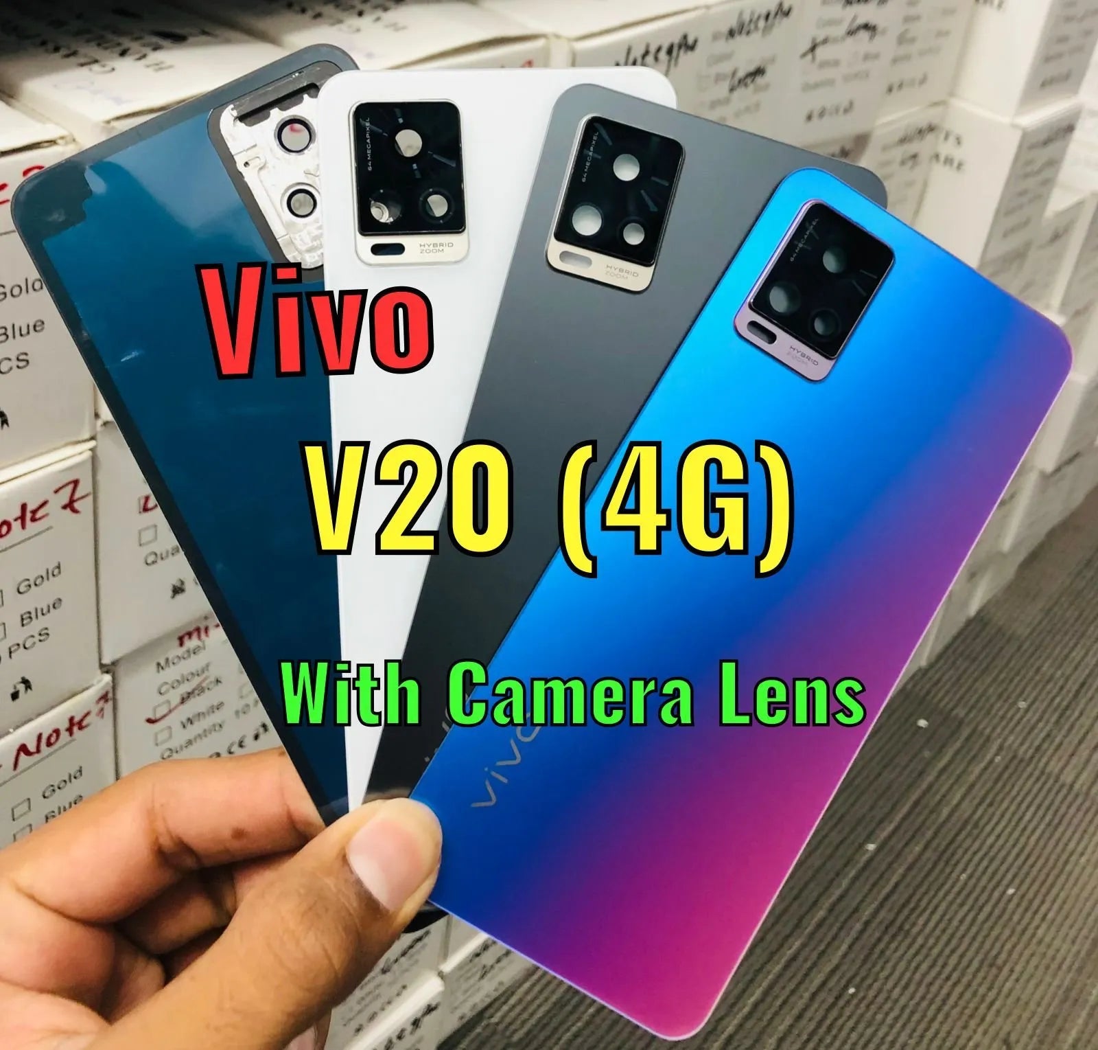 Back Panel Cover for vivo v20 Glass Back Door with camera lens